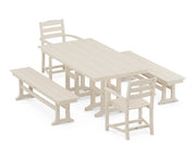 La Casa Café 5 Piece Farmhouse Dining Set W/ Benches - The Great Escape