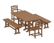 La Casa Café 5 Piece Farmhouse Dining Set W/ Benches - The Great Escape