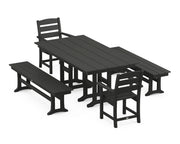 Lakeside 5 Piece Farmhouse Dining Set W/ Benches - The Great Escape