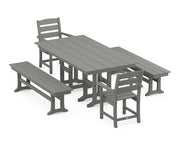 Lakeside 5 Piece Farmhouse Dining Set W/ Benches - The Great Escape