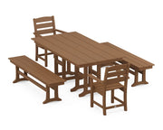 Lakeside 5 Piece Farmhouse Dining Set W/ Benches - The Great Escape