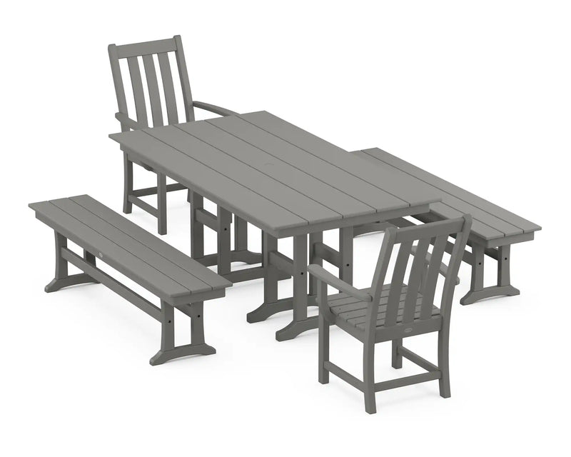 Picture of Vineyard 5 Piece Farmhouse Dining Set W/ Benches