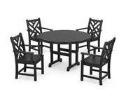 Chippendale 5 Piece Round Farmhouse Dining Set - The Great Escape