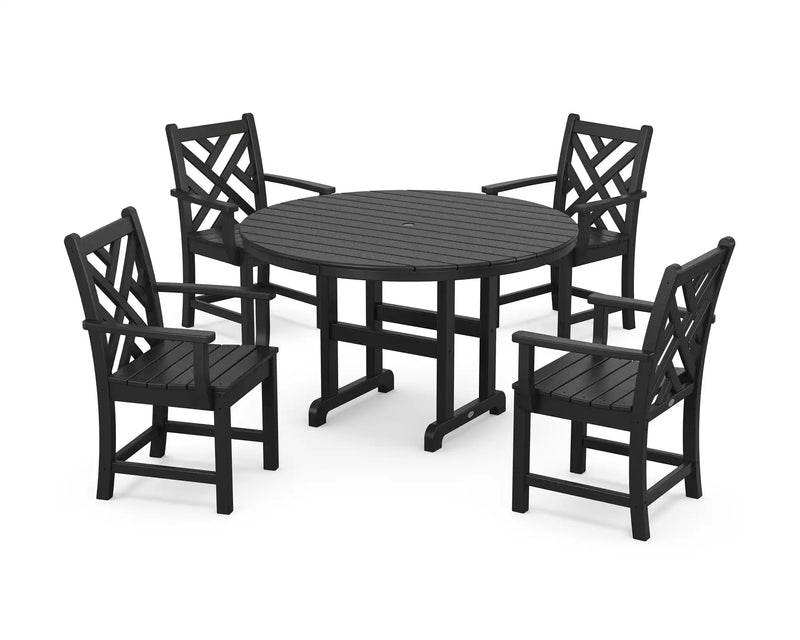 Chippendale 5 Piece Round Farmhouse Dining Set - The Great Escape