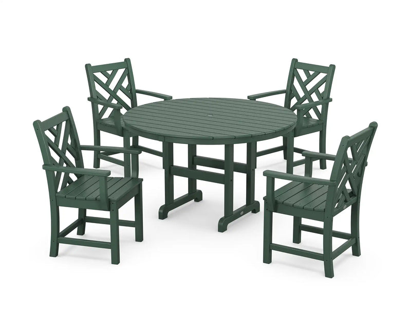 Chippendale 5 Piece Round Farmhouse Dining Set - The Great Escape