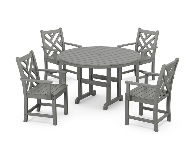 Chippendale 5 Piece Round Farmhouse Dining Set - The Great Escape