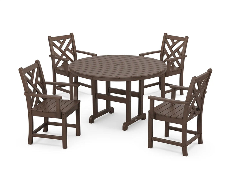 Chippendale 5 Piece Round Farmhouse Dining Set - The Great Escape