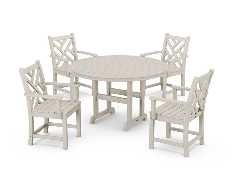 Chippendale 5 Piece Round Farmhouse Dining Set - The Great Escape