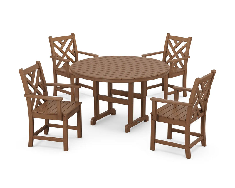 Chippendale 5 Piece Round Farmhouse Dining Set - The Great Escape