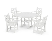 Chippendale 5 Piece Round Farmhouse Dining Set - The Great Escape
