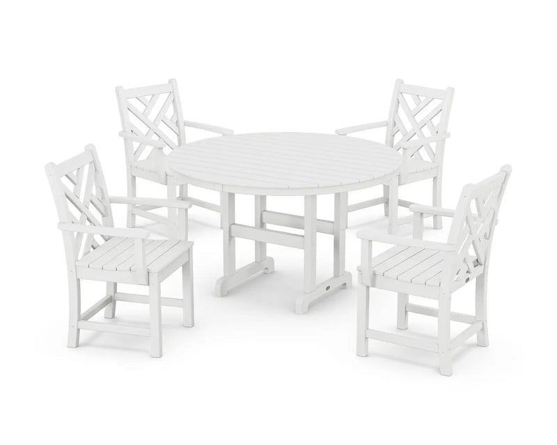 Chippendale 5 Piece Round Farmhouse Dining Set - The Great Escape