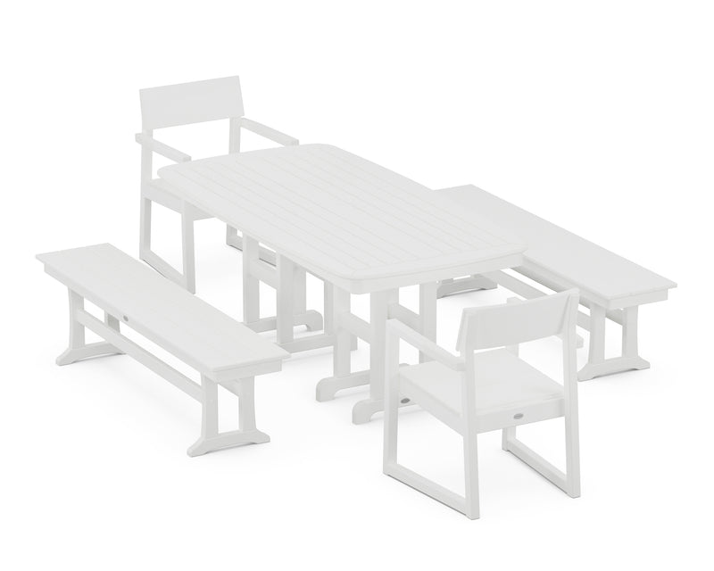 Edge 5 Piece Dining Set W/ Benches - The Great Escape