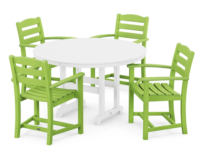 La Casa Café 5 Piece Round Farmhouse Arm Chair Dining Set - The Great Escape