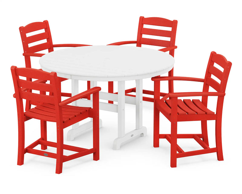 La Casa Café 5 Piece Round Farmhouse Arm Chair Dining Set - The Great Escape