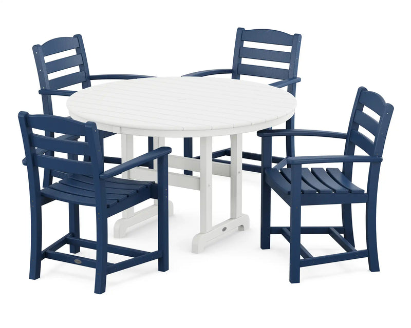 La Casa Café 5 Piece Round Farmhouse Arm Chair Dining Set - The Great Escape