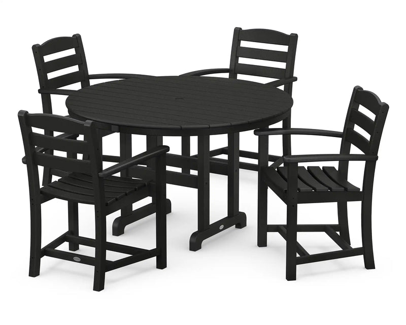 La Casa Café 5 Piece Round Farmhouse Arm Chair Dining Set - The Great Escape