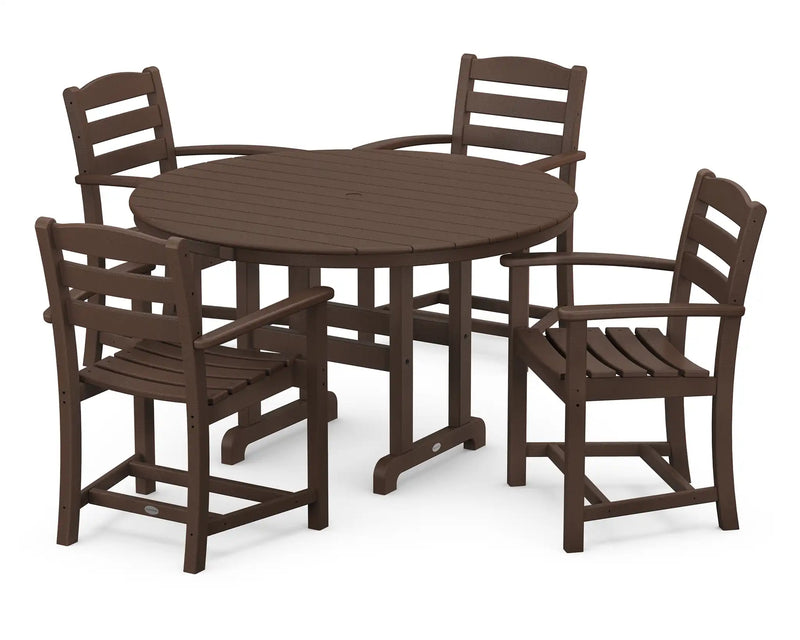La Casa Café 5 Piece Round Farmhouse Arm Chair Dining Set - The Great Escape