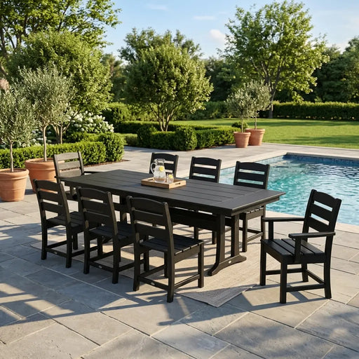 Lakeside 9 Piece Farmhouse Dining Set - The Great Escape