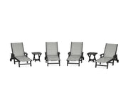 Coastal Sling 6 Piece Chaise Lounge W/ Wheels Set - The Great Escape