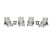Coastal Sling 6 Piece Chaise Lounge W/ Wheels Set - The Great Escape