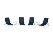 Coastal Sling 6 Piece Chaise Lounge W/ Wheels Set - The Great Escape