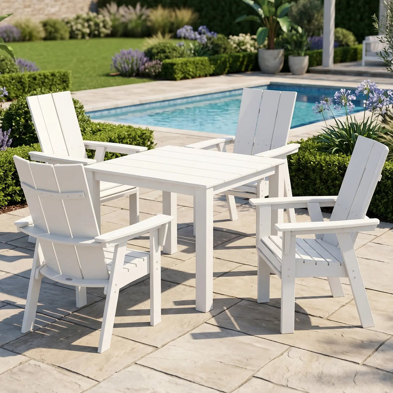 Modern Curveback 5 Piece Dining Set  - The Great Escape