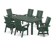 Modern Curveback 7 Piece Dining Set W/ Swivel Chairs - The Great Escape