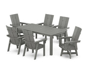 Modern Curveback 7 Piece Dining Set W/ Swivel Chairs - The Great Escape