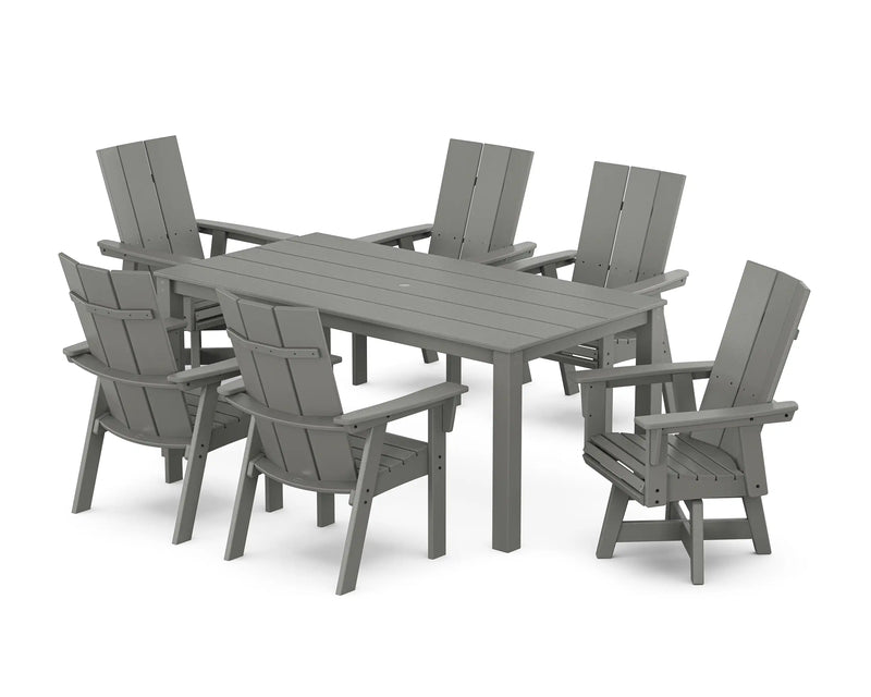 Modern Curveback 7 Piece Dining Set W/ Swivel Chairs - The Great Escape