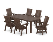 Modern Curveback 7 Piece Dining Set W/ Swivel Chairs - The Great Escape