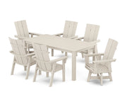 Modern Curveback 7 Piece Dining Set W/ Swivel Chairs - The Great Escape