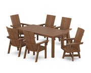 Modern Curveback 7 Piece Dining Set W/ Swivel Chairs - The Great Escape