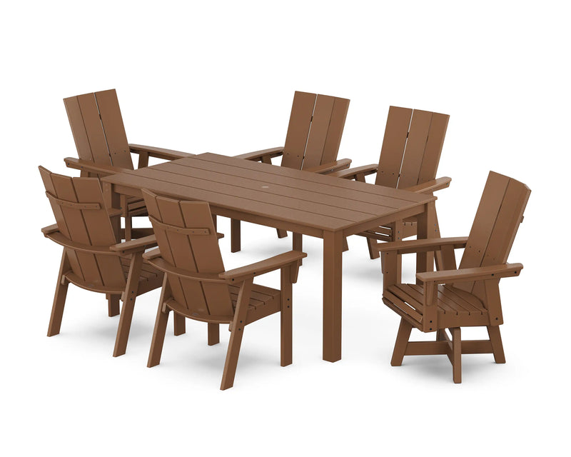 Modern Curveback 7 Piece Dining Set W/ Swivel Chairs - The Great Escape
