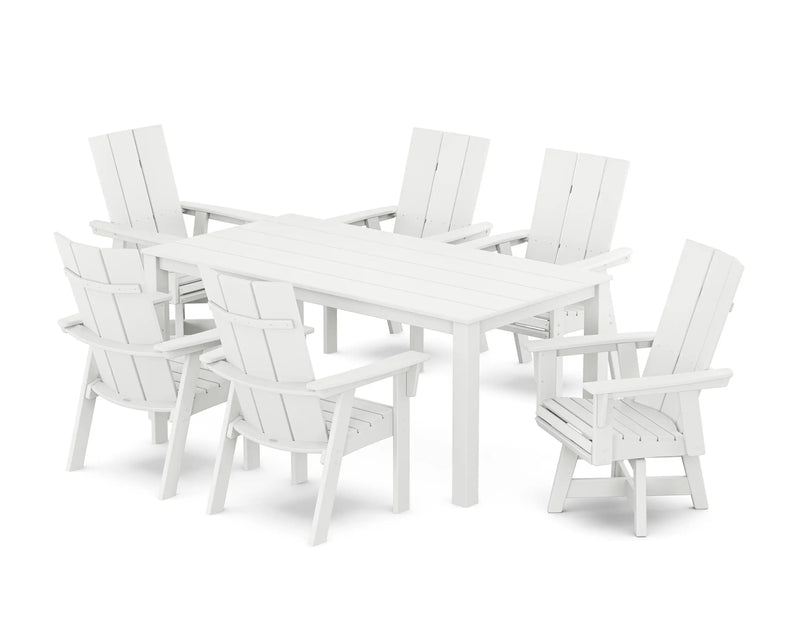 Modern Curveback 7 Piece Dining Set W/ Swivel Chairs - The Great Escape