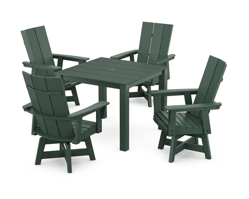 Modern Curveback 5 Piece Dining Set With Swivel Rockers - The Great Escape