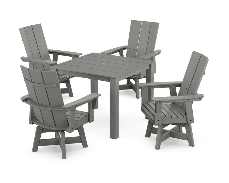 Modern Curveback 5 Piece Dining Set With Swivel Rockers - The Great Escape