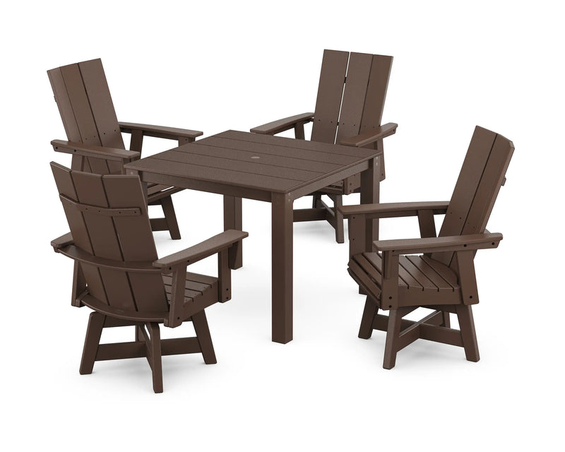 Modern Curveback 5 Piece Dining Set With Swivel Rockers - The Great Escape