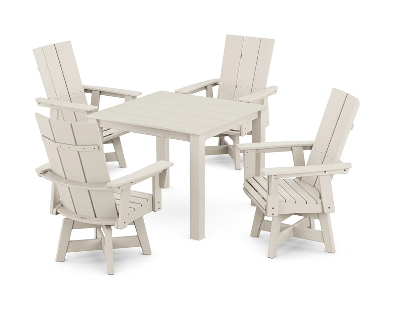 Modern Curveback 5 Piece Dining Set With Swivel Rockers - The Great Escape