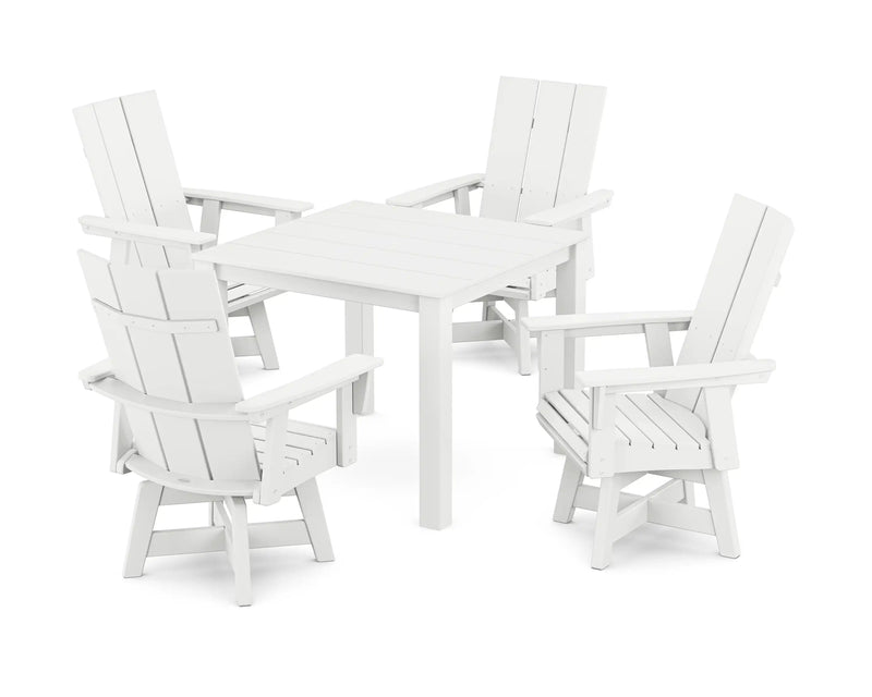 Modern Curveback 5 Piece Dining Set With Swivel Rockers - The Great Escape