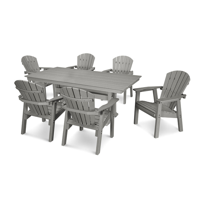 Seashell 7 Piece Farmhouse Dining Set - Slate Grey