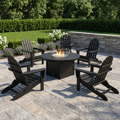 Classic Folding Adirondack 6 Piece Conversation Fire Group - The Great Escape