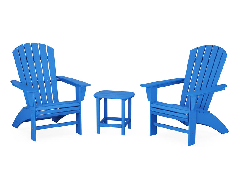 Nautical 3 Piece Curveback Adirondack Set - The Great Escape