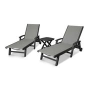 Coastal Sling 3 Piece Chaise Lounge W/ Wheels Set - The Great Escape