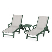 Coastal Sling 3 Piece Chaise Lounge W/ Wheels Set - The Great Escape