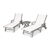 Coastal Sling 3 Piece Chaise Lounge W/ Wheels Set - The Great Escape