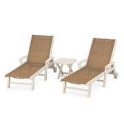 Coastal Sling 3 Piece Chaise Lounge W/ Wheels Set - The Great Escape