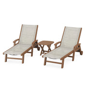 Coastal Sling 3 Piece Chaise Lounge W/ Wheels Set - The Great Escape