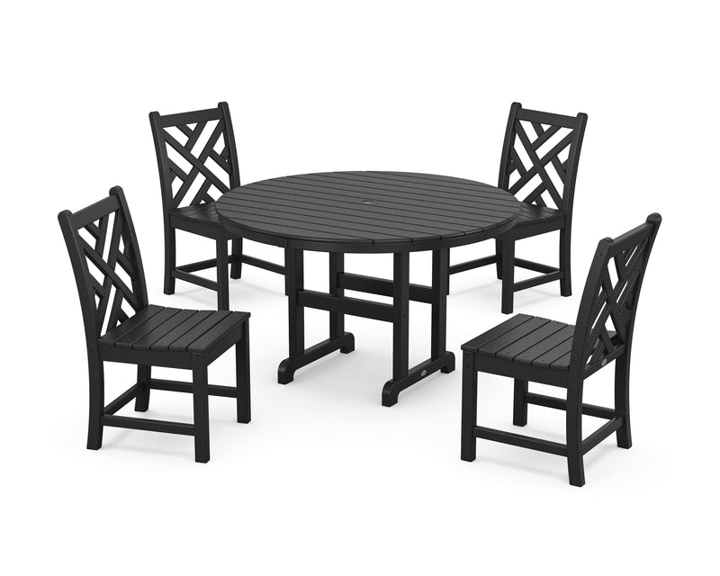 Picture of Chippendale 5 Piece Round Farmhouse Side Chair Dining Set