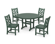 Picture of Chippendale 5 Piece Round Farmhouse Side Chair Dining Set