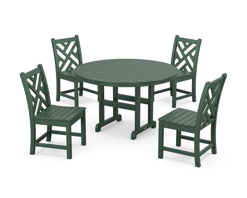 Picture of Chippendale 5 Piece Round Farmhouse Side Chair Dining Set